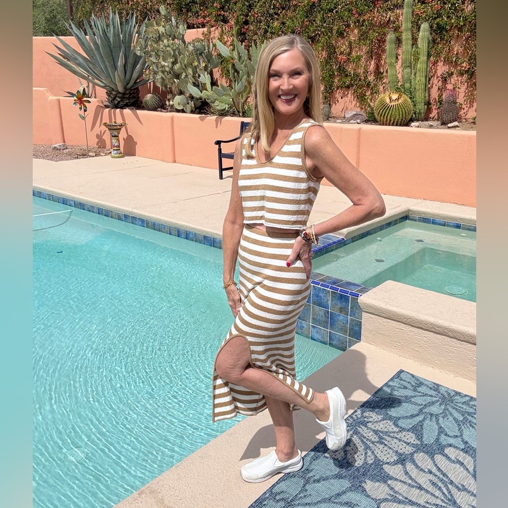 NWT Striped Lightweight Sweater Knit Top and Midi Skirt Set-S - Picture 5 of 17
